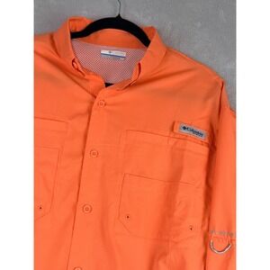 Columbia Men's Medium Orange Long Sleeve Vented Fishing Shirt UPF Sun Protection